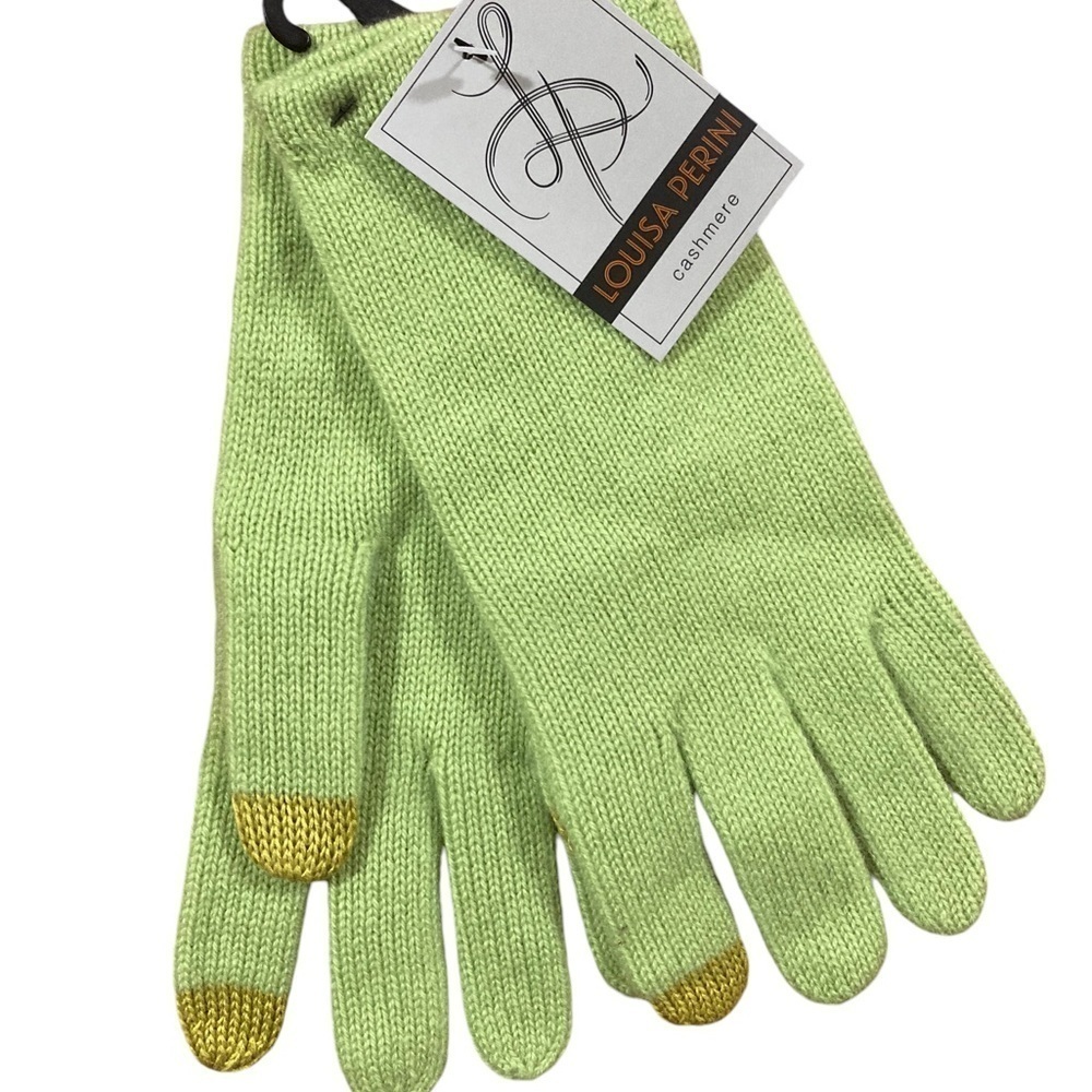 Louisa Perini Cashmere Gloves NWT in Lime Green Tech fingers
